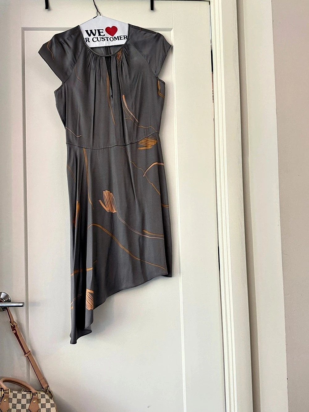 Reiss Gray & Orange Asymmetric Dress Size 6